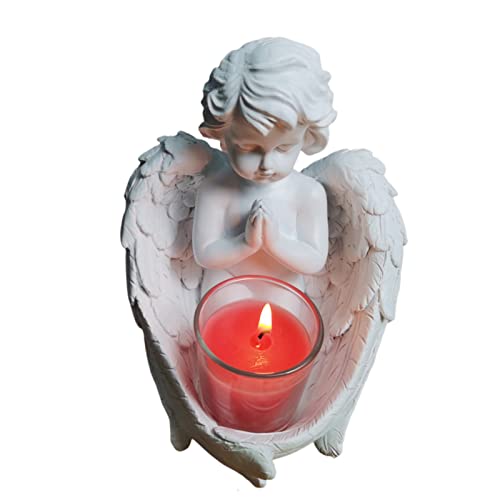 pologmase 3 Pcs Betender Engel Kerzenständer - Betende Engelfiguren Skulptur | Erinnerungsgeschenke für den Verlust eines geliebten Menschen, Heimdekorationen, 5,3 x 5,9 x 6,3 Zoll von pologmase