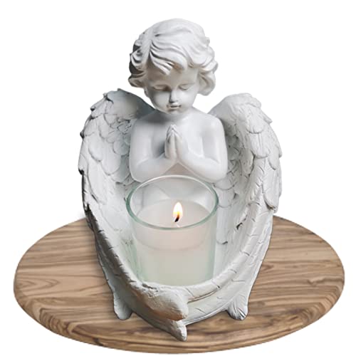 pologmase 5 Pcs Betender Engel Kerzenständer, Resin Angel Collection Figur Kerzenständer, Erinnerungsgeschenke für den Verlust eines geliebten Menschen, Heimdekorationen, 5,3 x 5,9 x 6,3 Zoll von pologmase