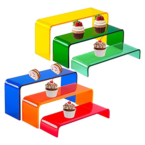 pologmase Acryl-Riser - 6-teiliger Acrylständer für die Präsentation | Tabletop Display Riser Regal für Figuren, Cupcake Riser Ständer für Dekoration und Organizer von pologmase