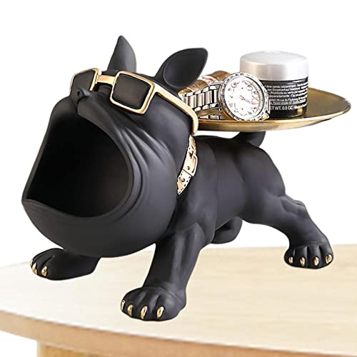 pologmase Französische Bulldogge Figur,Französische Bulldogge Schlüssel Schale Schmuck Aufbewahrungsbox Französische Bulldogge Modell Tierskulptur Tischdekoration Geschenk von pologmase