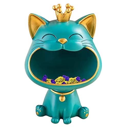 pologmase Lachende Katze Figuren Statue,Großer Mund Katze Aufbewahrungsbox,Maneki Neko Fortune Cat Skulptur Home Decor 3D Katze Statue Skulptur Tischdekoration Geschenk von pologmase