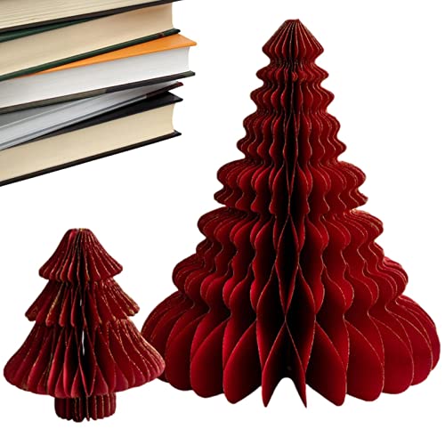 pologmase Papier Weihnachtsbaum Tischdekoration,Waben-Design,Weihnachtsbaum Farben Und Größen Christbaum Dekobaum Faltbar Mini-Weihnachtsbäume Für Weihnachtsdekoration Partydekoration von pologmase