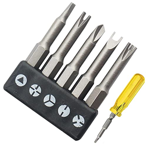 pologmase Schraubendreher-Bits - 5-teiliges speziell geformtes Schraubendreher-Bit-Kit | 6,35-mm-Gelenkbohrer-Bit-Set für Arbeiter, Einweihungsgeschenke, stabiles Dreieck-Innenkreuz-Dreipunkt-Bit-Set von pologmase