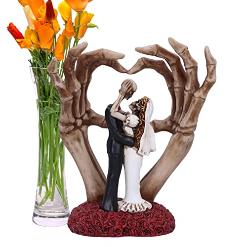 pologmase Skelett Paar Statue | Hochzeit Braut und Bräutigam Figur | Halloween Dekoration Akzent Desktop Figur für Zuhause von pologmase