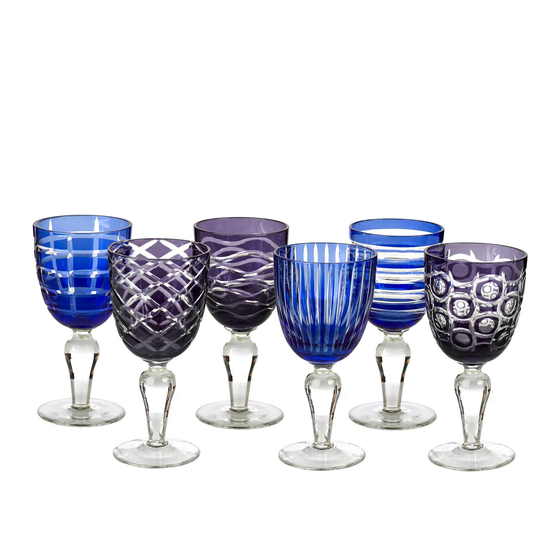 pols potten - Cobalt Weinglas 6er Set - mehrfarben/H x Ø 17x8cm/200ml von pols potten