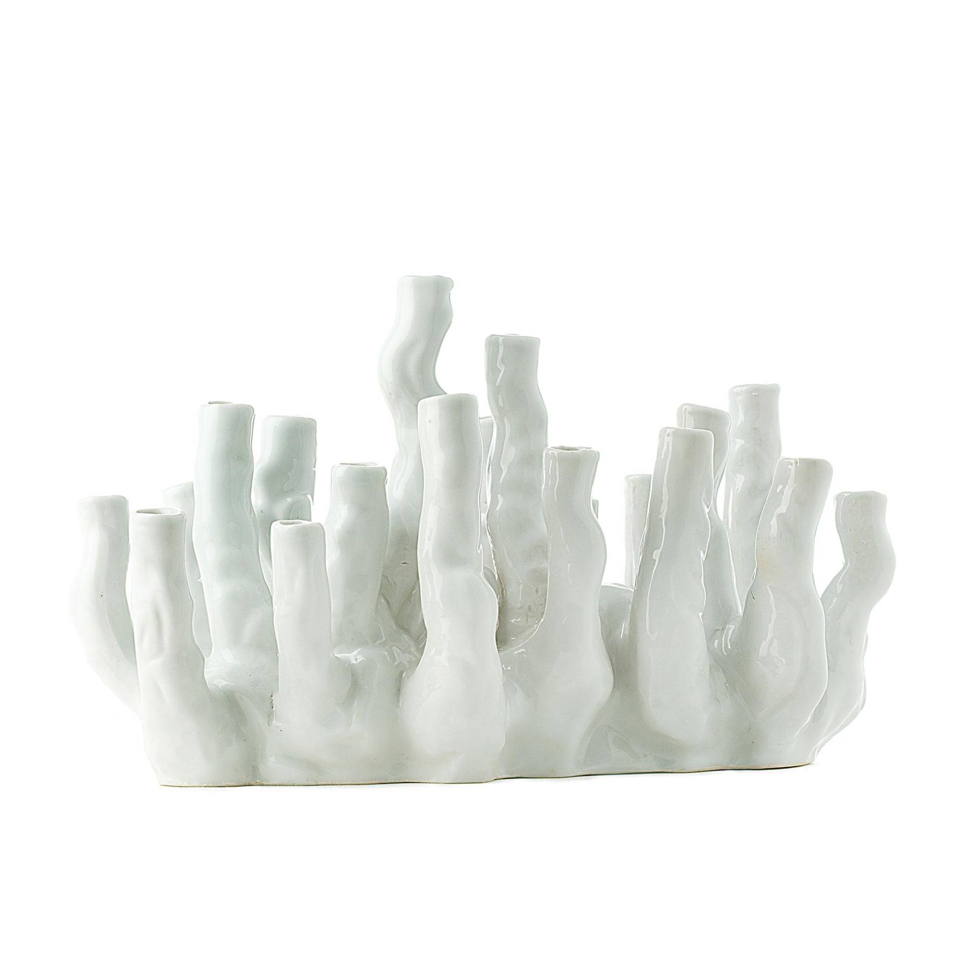 pols potten - Coral Reef Vase - weiß/glasiert/LxBxH 40x16x24cm von pols potten