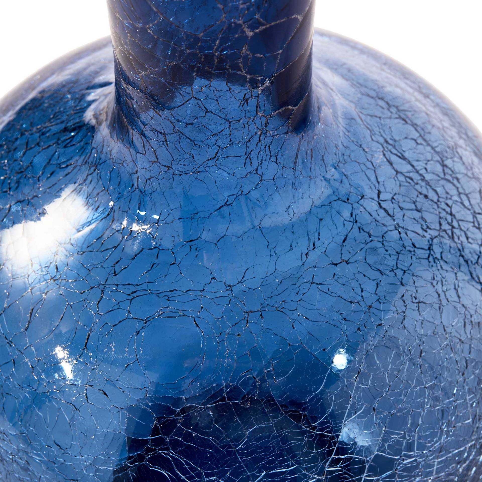 pols potten - Crackled Glass Ball Body Vase L - dunkelblau/HxØ 50x33,8cm von pols potten