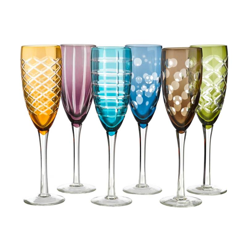 pols potten - Cuttings Champagnerglas 6er Set - mehrfarben/H 24cm x Ø 7cm von pols potten