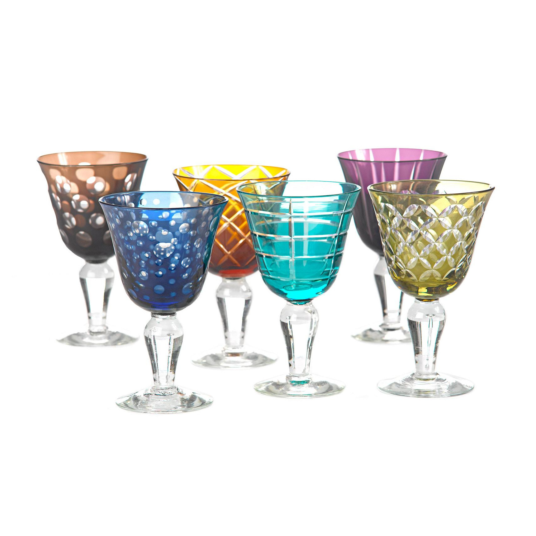 pols potten - Cuttings Weinglas 6er Set - mehrfarben/H 17cm x Ø 10cm von pols potten
