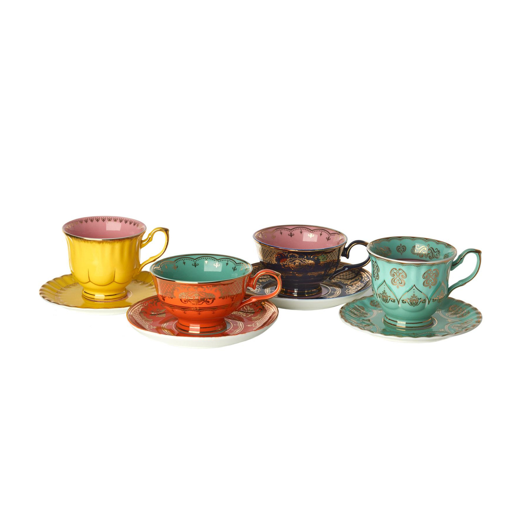 pols potten - Grandpa Tasse mit Untertasse 4er Set - mehrfarben/4 Tassen und Untertassen/Mit der Hand waschen von pols potten