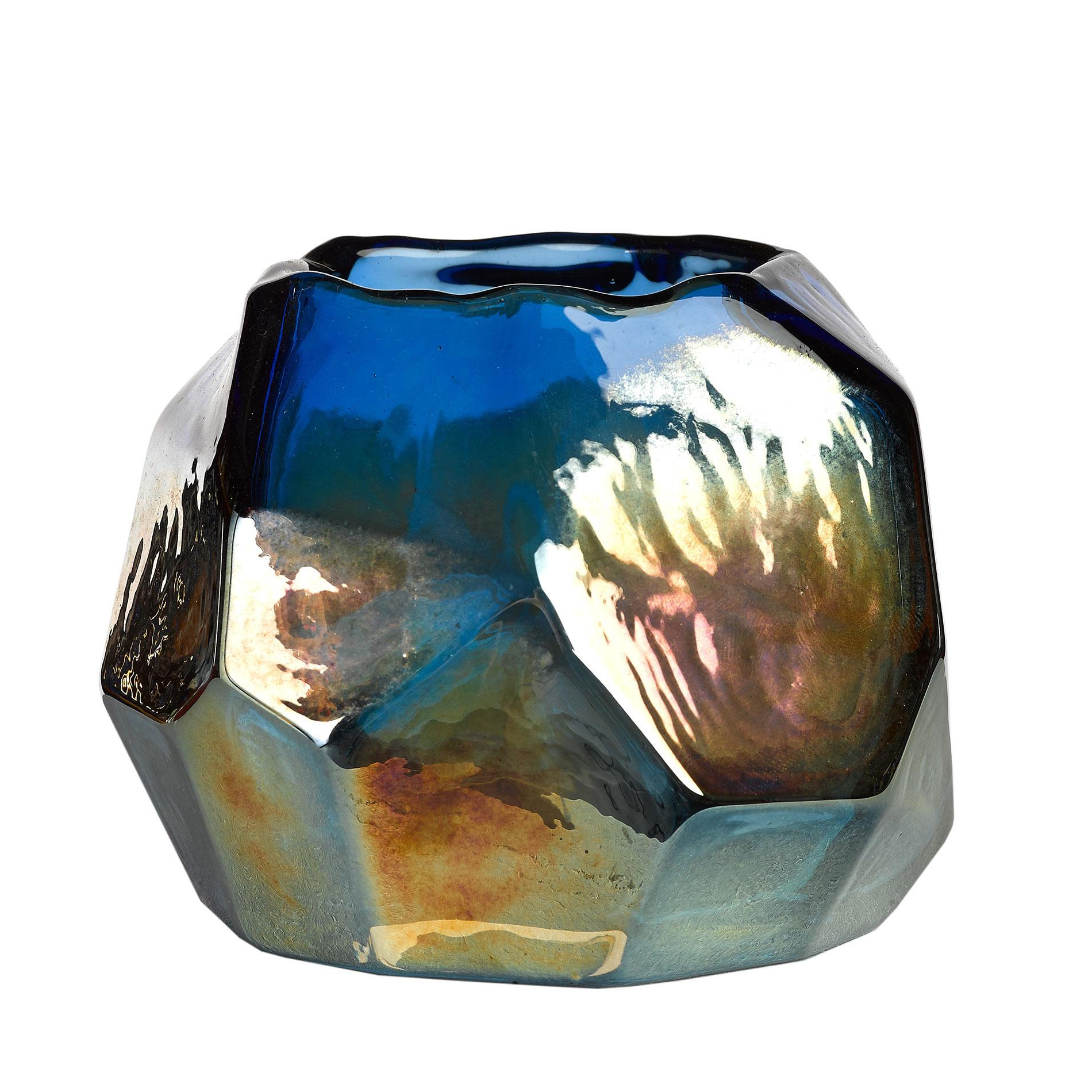 pols potten - Graphic Luster Teelichthalter - blau/H 10,5cm x Ø 12,5cm von pols potten