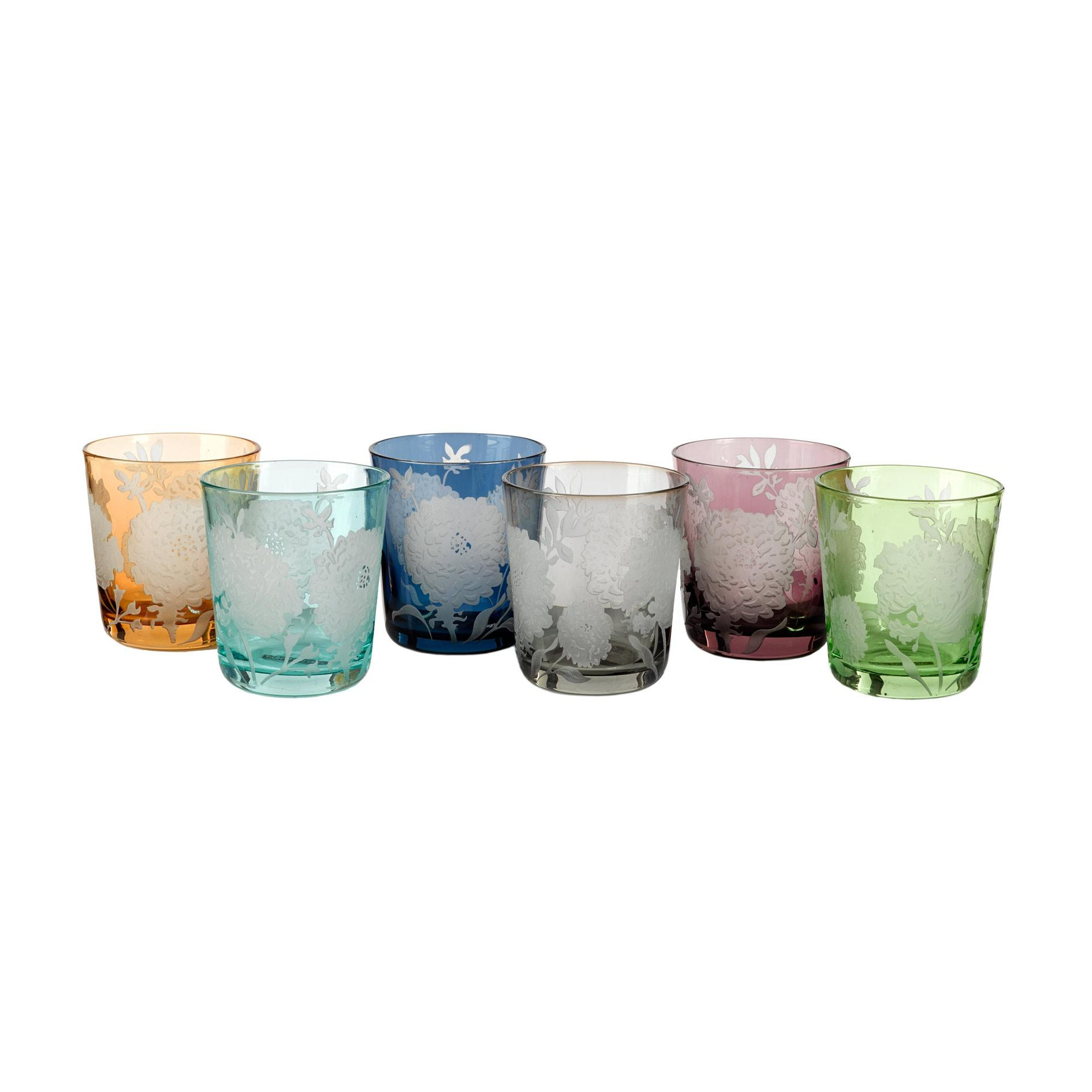 pols potten - Peony Glas 6er Set - mehrfarben/H 10cm x Ø 9cm von pols potten