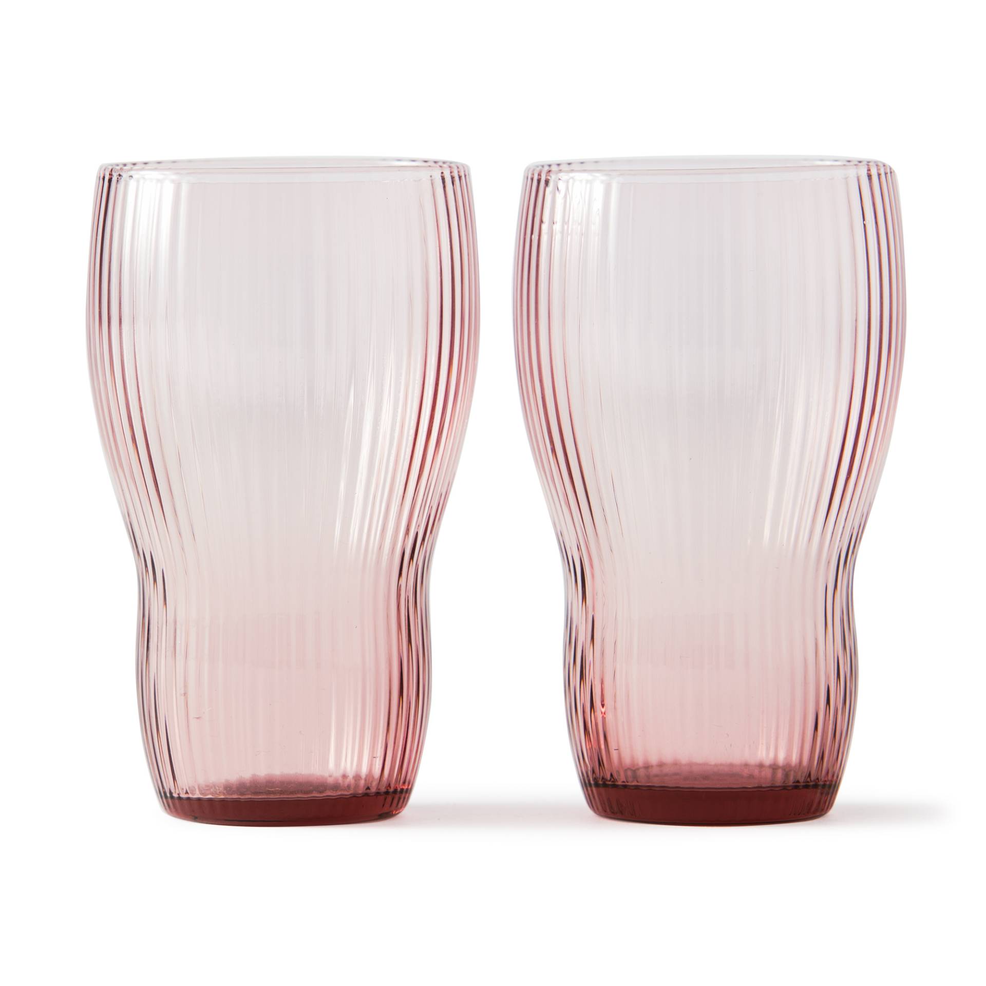 pols potten - Pum Longdrink Glas H 12cm 2er Set - dunkellila/H 12cm x Ø 7,2cm/300ml von pols potten