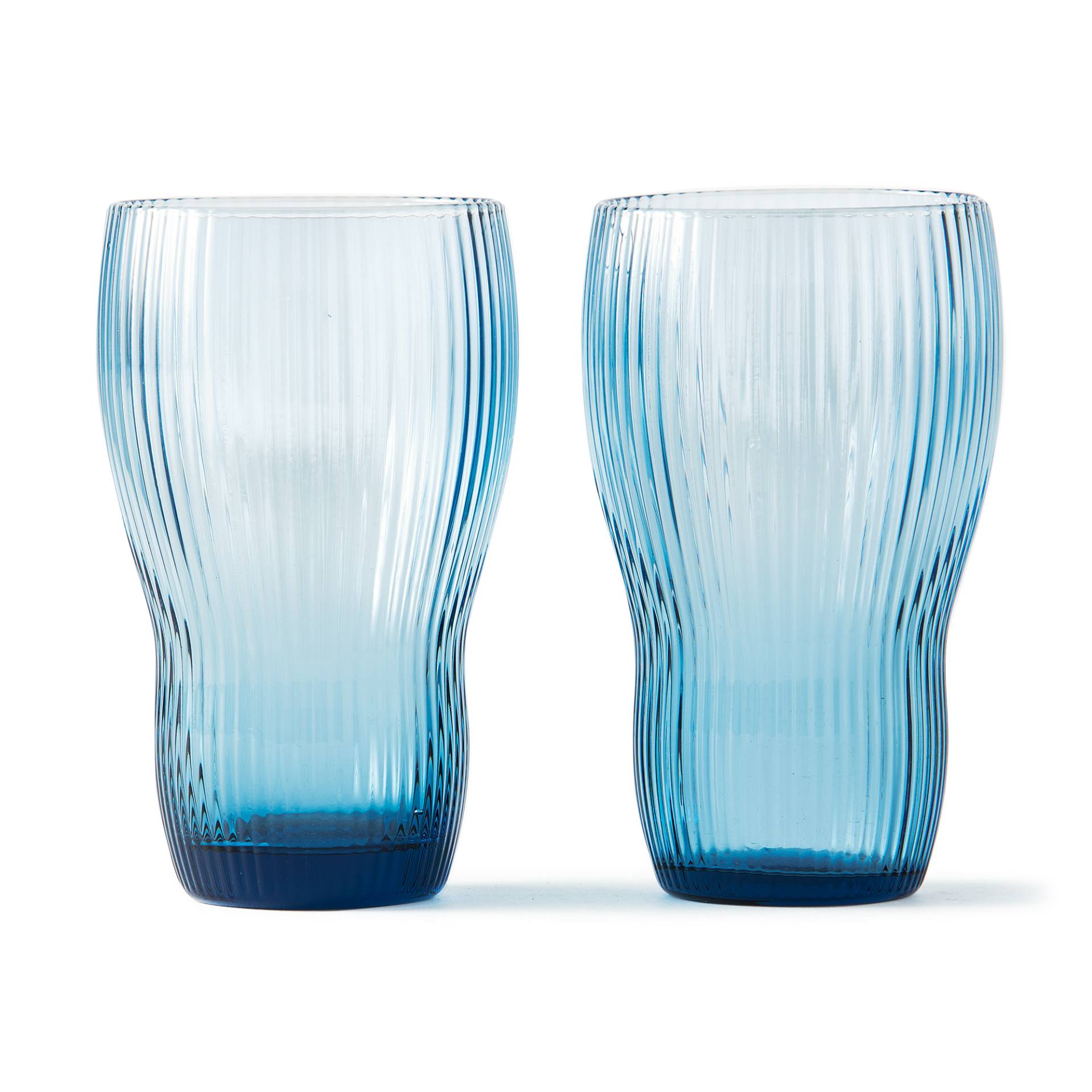 pols potten - Pum Longdrink Glas H 12cm 2er Set - hellblau/H 12cm x Ø 7,2cm/300ml von pols potten