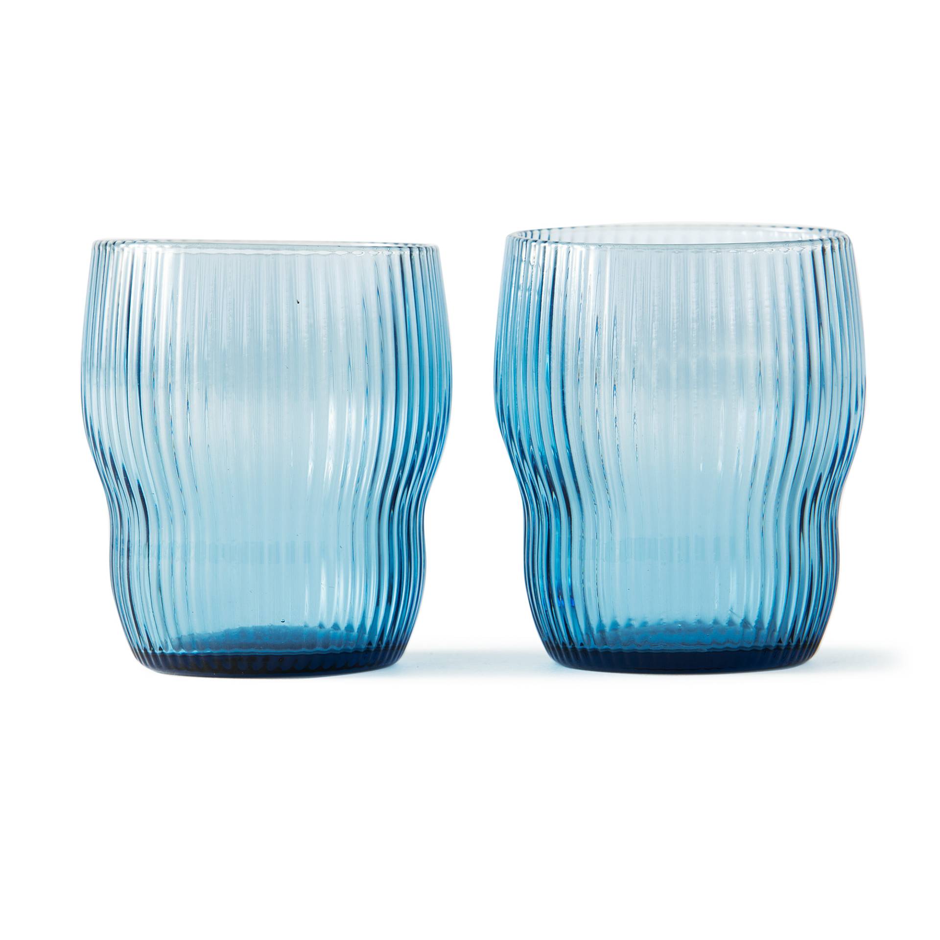 pols potten - Pum Trinkglas H 9 cm 2er Set - hellblau/H 9cm x Ø 8cm/250ml von pols potten