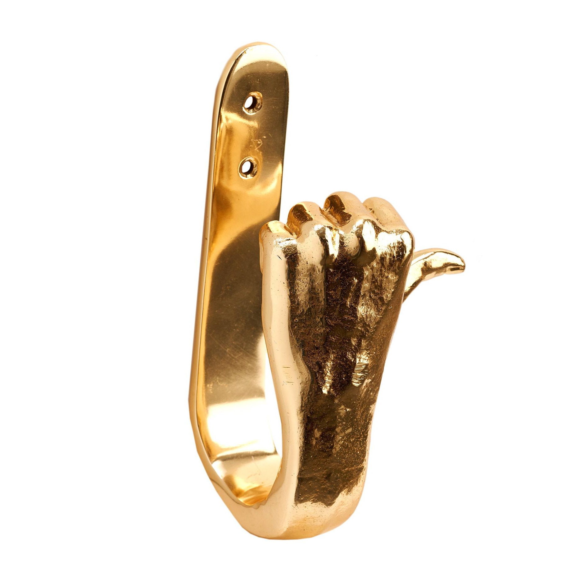 pols potten - Thumbs-up Wandhaken - gold/LxBxH 9x6x16cm von pols potten