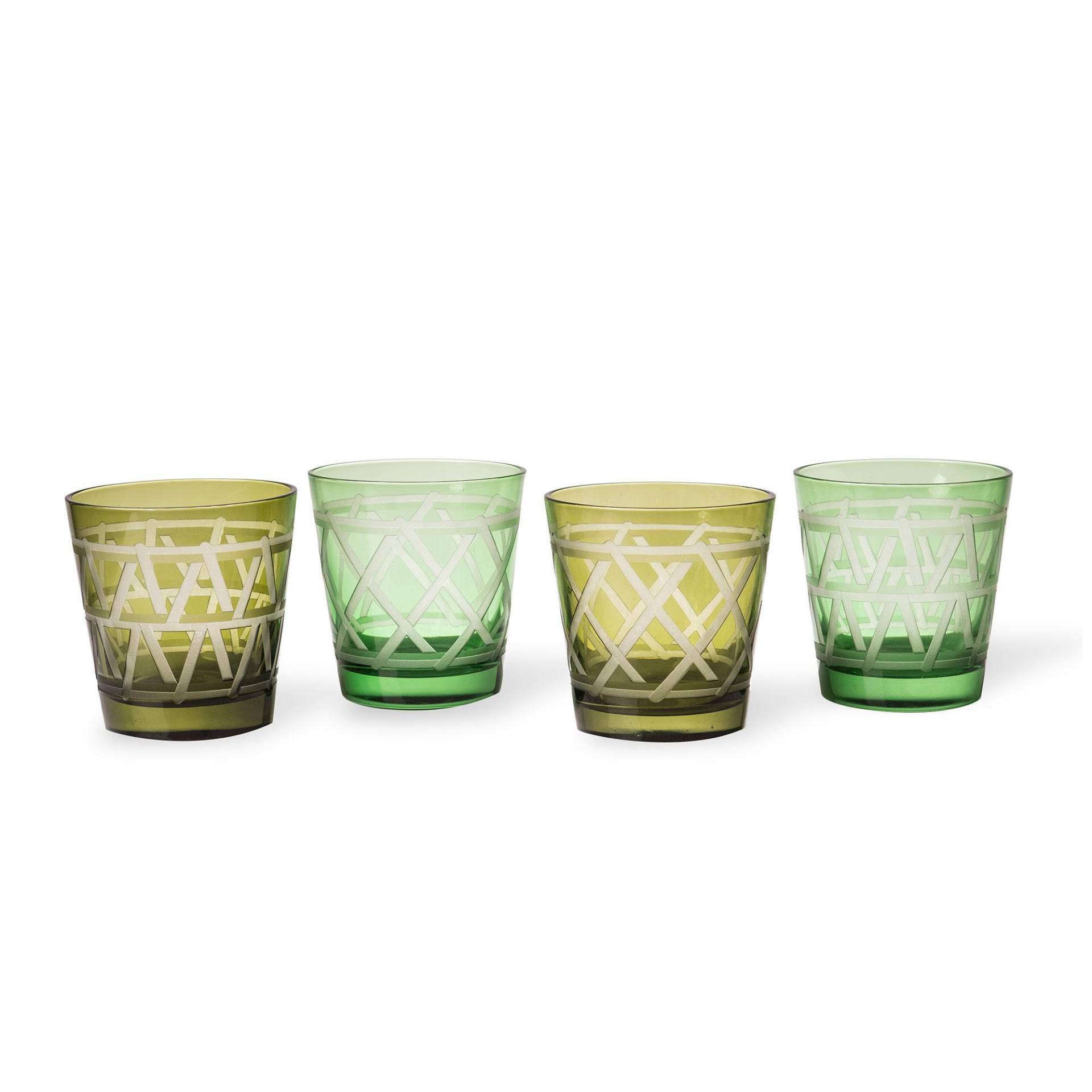 pols potten - Tie Glas 4er Set - mehrfarben/H x Ø 8,5x8cm/250ml von pols potten