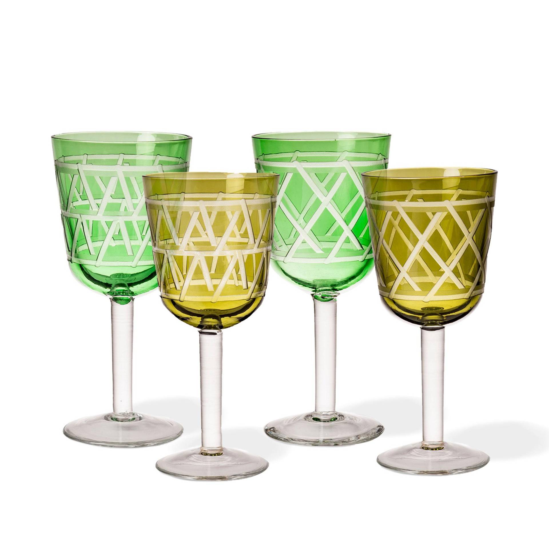 pols potten - Tie Weinglas 4er Set - mehrfarben/H x Ø 16,5x8cm/250ml von pols potten