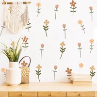 Boho Blumen Wandsticker, Kinderzimmer Deko, Wandkunst, Wandtattoo, Mädchenzimmer Florale Wandtattoo von pompomdecal