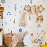 Cartoon Wald Wandtatto Kinderzimmer, Kinderzimmer Wandsticker, Kinderzimmer Bäume Wandkunst Pvc Aufkleber Für Kindergarten von pompomdecal