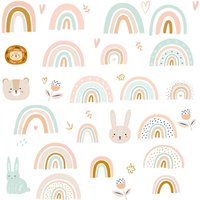 Kleine Boho Regenbogen Wandaufkleber Für Kinderzimmer Deko, Kinderzimmer Vinyl Peel Stick Wandaufkleber, Mädchenzimmer Tapete Tier, Kauf 2 Get 1 Free von pompomdecal