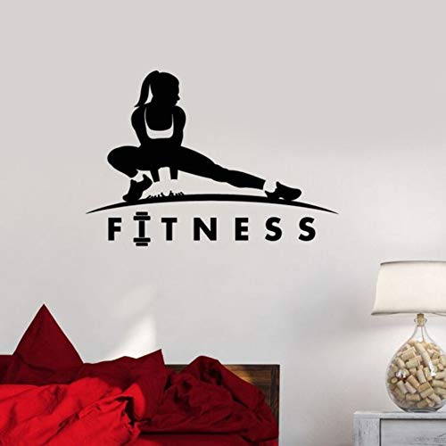 Ponana Fitness Wandaufkleber Mädchen Gesunder Lebensstil Sport Motivation Frau Wandtattoo Vinyl Fitness Mädchen Gym Sport Home Art Decor 82X57 Cm von ponana