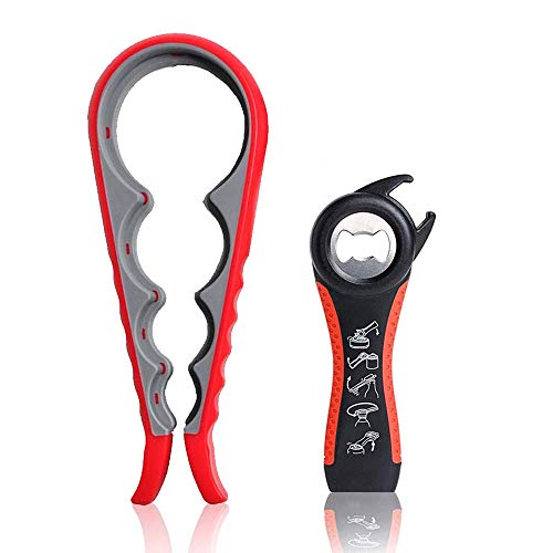 Deckelöffner für schraubgläser, Glasöffner Dosenöffner Flaschenöffner mit Rutschfestem Griff Multi-Funktions alle Deckelgrößen geeignet für Senioren, Arthritis, Patienten, Frauen, Kinder (5 in 1) von ponangaga