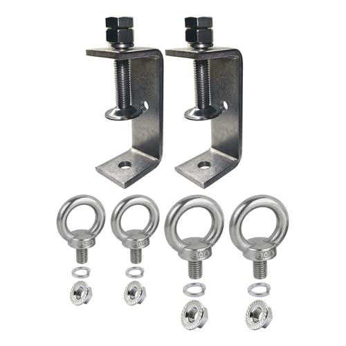Ponezg Schraubzwingen Klein C Klemme Edelstahl, C Zwinge Einstellbar Klemmbereich ist 40-70mm, C Klemme Kieferöffnungen 75mm mit M8 M10 Ringschrauben für Holzbearbeitung, C-Clamp Set (6 Teiliges Set) von ponezg