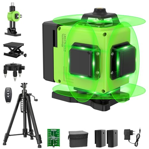 Kreuzlinienlaser Laser Wasserwaage 4x360 Grad, Linienlaser Grün Kreuzlaser Selbstnivellierend Nivelliergerät Baulaser 3D, 2*AA Batterie für Innen- und Außenbereich Baustelle (Mit Stativ) Kreuzlinienlaser Laser Wasserwaage 4x360 Grad, Linienlaser Grün Kreuzlaser Selbstnivellierend Nivelliergerät Baulaser 3D, 2*AA Batterie für Innen- und Außenbereich Baustelle (Mit Stativ) von ponoseu