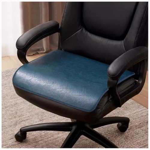 ponpfden Bürostuhlkissen Aus PU-Leder, Rutschfestes Sitzkissen for Zu Hause, Quadratisches Stuhlkissen for Den Chef 40 X 40 cm, 45 X 45 cm, 50 X 50 cm(Blue,50 * 50cm) von ponpfden
