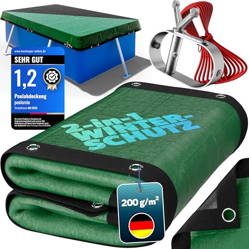 poolomio® Poolabdeckung 549 x 274 cm Intex Ultra XTR Frame Pool | 2in1 Solarplane & Winterabdeckung | 200g/m² PE Poolplane Abdeckplane | UV-beständig, Algen- & Schmutzschutz | Planenmaß: 680 x 480 cm von poolomio