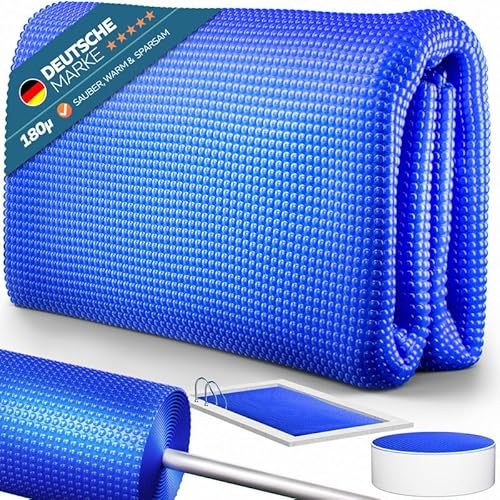 poolomio® Solarplane Pool rund Ø366 cm | Solarabdeckplane Poolabdeckung 180 µm zuschneidbar | Wärmedämmende Poolplane Noppenfolie Solarfolie | Robustes Solar Cover für Schwimmbad & Poolheizung von poolomio
