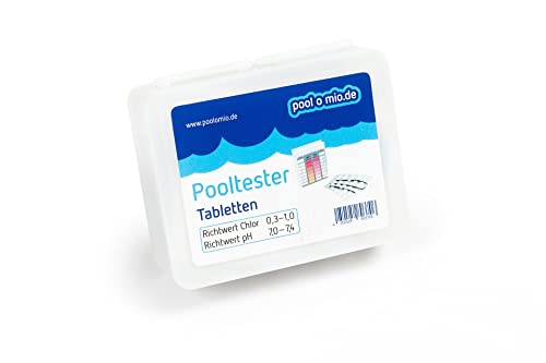 poolomio® Wassertestgerät zur exakten Messung von freiem Chlor- und pH-Wert - Pooltester inkl. 20 DPD1 und 20 Phenol Red Testtabletten - einfache Anwendung von poolomio