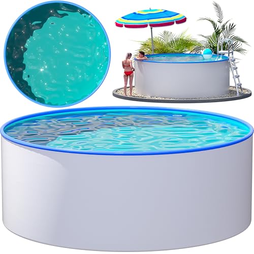 poolomio® Stahlwandpool Rund Ø 360 x 120 cm | Aufstellpool für Garten & Terrasse | Robuster Gartenpool mit feuerverzinkter Stahlwand 0,6mm | Inklusive 0,6 mm Poolinnenfolie & Skimmer von poolomio