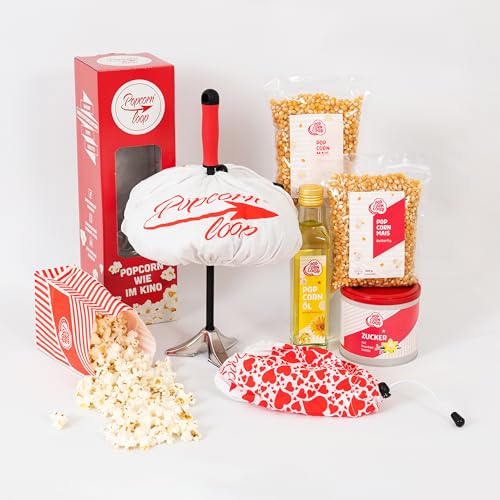 Das Starter Paket Popcornloop Original Popcornmaschine für Popcorn Mais Zuhause Kino Retro Heimkino Popcornmaker Popcornzubereiter Popcorn Maker von popcornloop