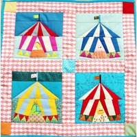 Quilt Baby Patchwork Neugeborenen Zirkus Zelt Pferd Krippe Kinderwagen Bettwäsche Blau Koralle Rot Gelb Orange Kinderzimmer Babypartygeschenk von poppyshome