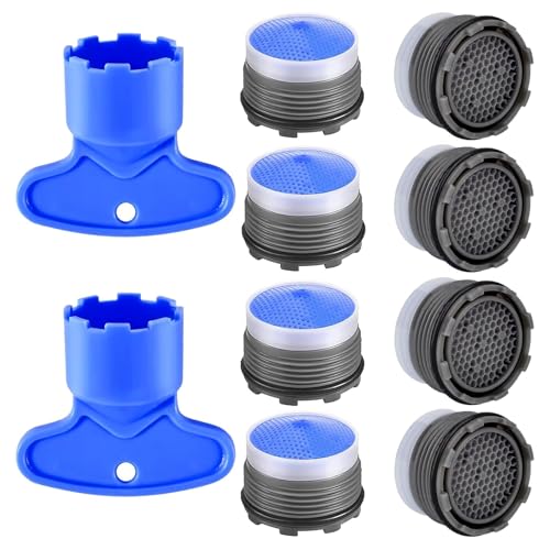 Poraceous 10 Stück Perlatoren für Wasserhähne, M21.5 Plastik Wasserhahn Sieb, Strahlregler mit 2 Schraubenschlüsseln, Wasserhahn Spritzschutz Aufsatz, Sieb für Küche, Bath Room (Blau) von poraceous