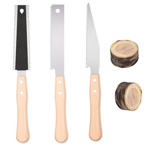 Poraceous 3 Stück Japansäge Handsäge, 310 mm Professional Zweischneidig und Danren Zugsäge, 306 mm Spitze Japanische Säge, Mini Handsäge für Woodworking Tools, Feine Holzsäge für Garten von poraceous