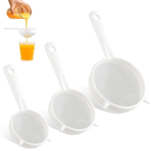 Poraceous 3 Stück Küchensieb Plastik Set, Kunststoff-Filterset, Für Kefir Filter, Mit Sieben in 3 Größen, Küchensieb Mit Rutschfesten Griffen, Perfekt für Tee, Kaffee, Früchte, Kefir von poraceous