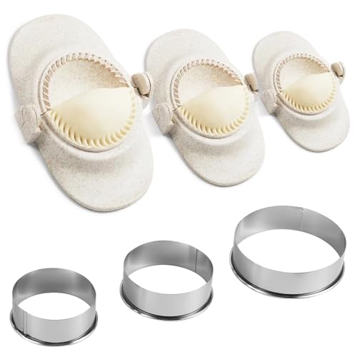 Poraceous 6 Stück Dumpling Maker, Empanadas Maker Set, 3 Größen Ravioli Former+3 Rundem Teigausstecher, Wonton, Potsticker, Pierogi & Gyoza, Klein 7 cm, Mittel 8 cm, Groß 11 cm, Beige Poraceous 6 Stück Dumpling Maker, Empanadas Maker Set, 3 Größen Ravioli Former+3 Rundem Teigausstecher, Wonton, Potsticker, Pierogi & Gyoza, Klein 7 cm, Mittel 8 cm, Groß 11 cm, Beige von poraceous