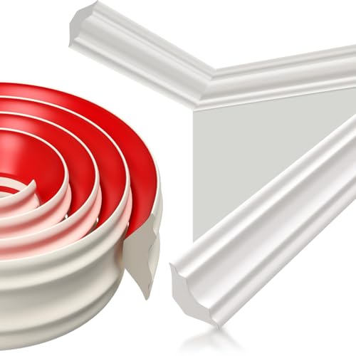 Poraceous Flexible Zierleiste Selbstklebender Deckenleisten - TPE Dreieck Zierleiste Decken Und WandüBergang - Weiß Abschlussleiste Küchenarbeitsplatte für Wandkanten (5M,12mm*9mm,Weiß) von poraceous