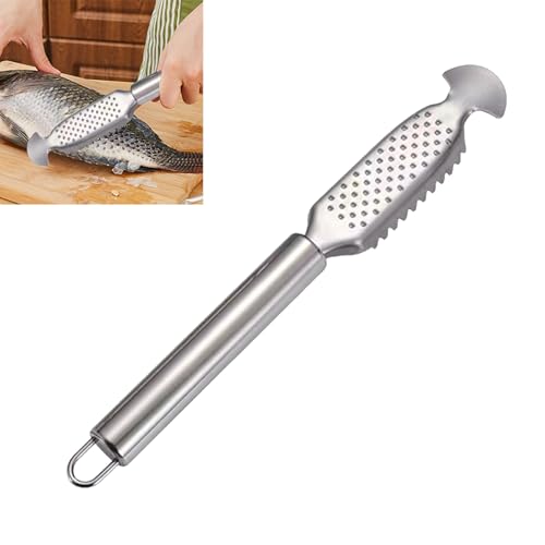 poraceous Fischentschupper Edelstahl, Neuer 3-In-1 Fischschupper, 3.5 x 23 cm Entferner Fisch Entschuppen, Profi Fischs Scaler Scraper, Fisch Scaler Entferner, Fischs Entschupper Werkzeug für Küche von poraceous