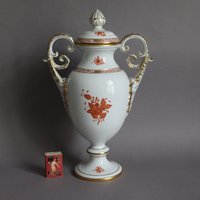 Herend Apponyi Orange Große Deckelvase Amphoren Vase H 37 cm 6660 Aog von porcelainexpert