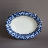 Wedgwood Bokhara Ovale Schale 25 cm Blau Blumen Motiv Goldrand England von porcelainexpert