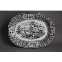 Wedgwood Cairo Schwarz Ovale Servierplatte Platte L 41, 5 cm von porcelainexpert