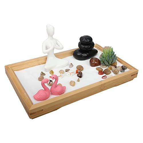 Desktop-Zen-Garten-Set, japanischer Zen-Garten, Desktop-Zen-Garten-Miniatur – einzigartige Meditations- und Entspannungsgeschenke, Miniatur-Yoga-Meditations-Zen-Garten – Heim- und Büro-Schreibtisch von porlik
