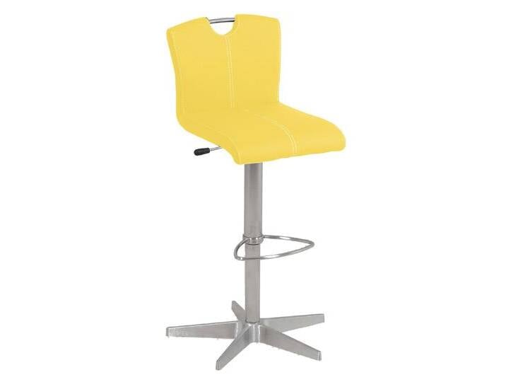 Barhocker AMATI 2er Set Edelstahl /Lederlook hellgelb von porta