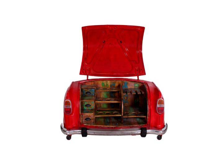 Barschrank 168 x 80 cm Metall-Rahmen rot Altholz Regale bunt von porta