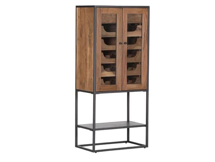 Barschrank PURO 67 x 150 x 42 cm Akazie Massivholz/anthrazit Barschrank PURO 67 x 150 x 42 cm Akazie Massivholz/anthrazit von porta