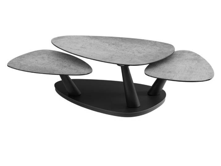 CAMELIAS Couchtisch 100x65 cm Keramik Silver/Schwarz matt von porta